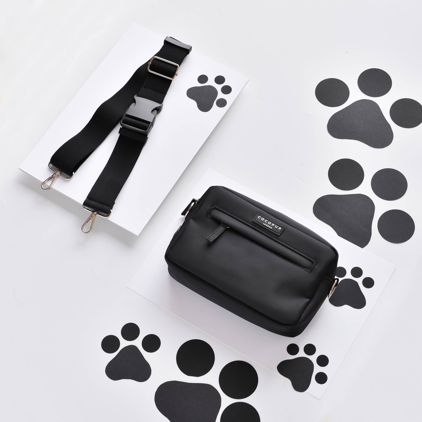 Cocopup London Bum Bag Strap for Dog Walking Bag - Plain Black