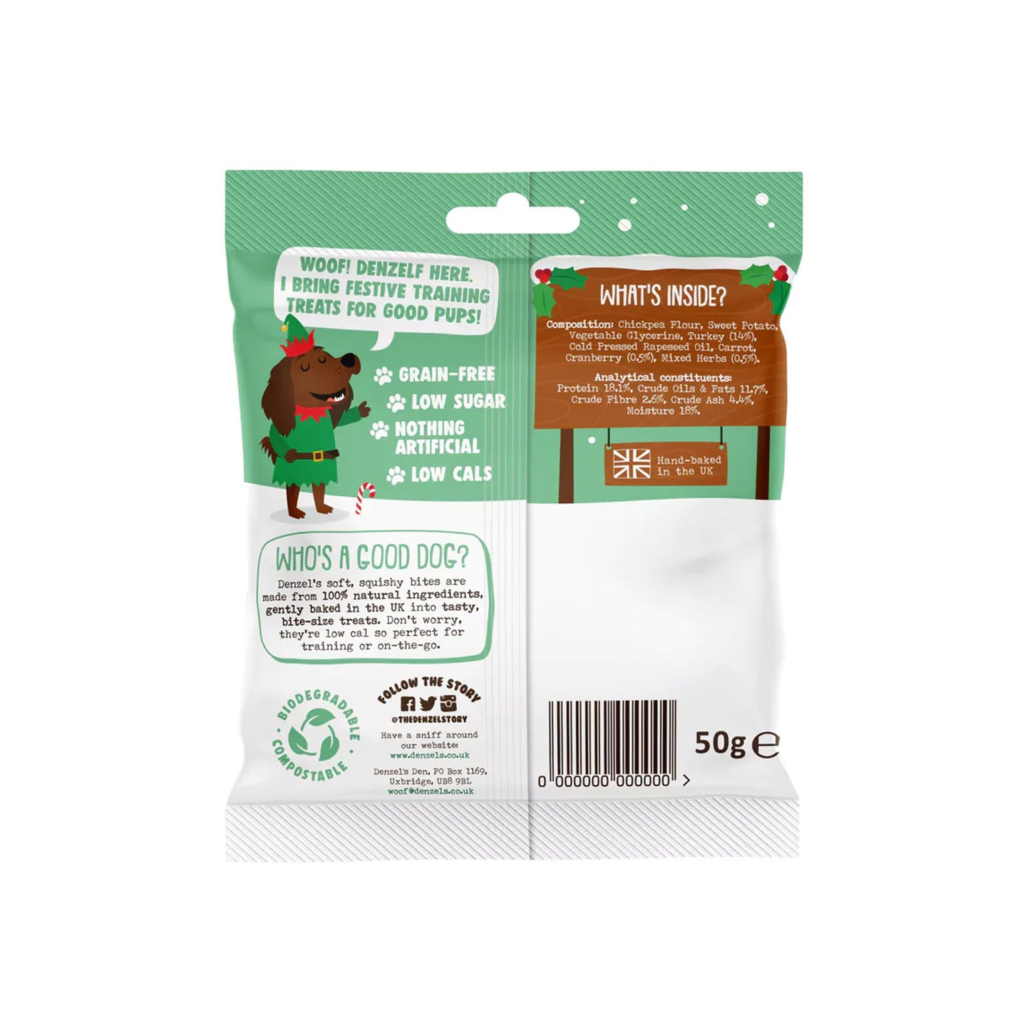 Denzel's Christmas Lunch Bites Dog Treats 100g | Training Treats for Dogs