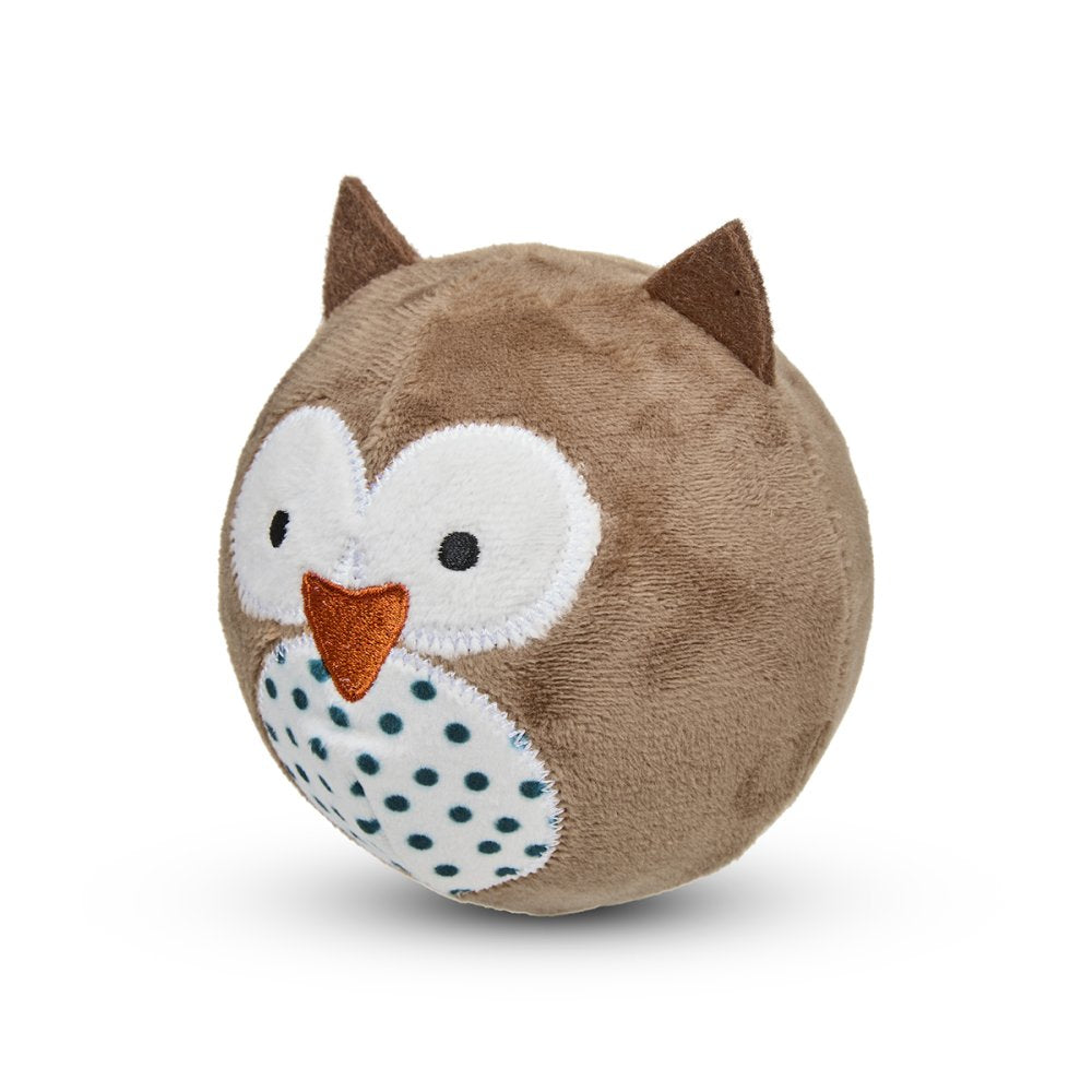 Petface Round Owl Plush Ball Dog Toy