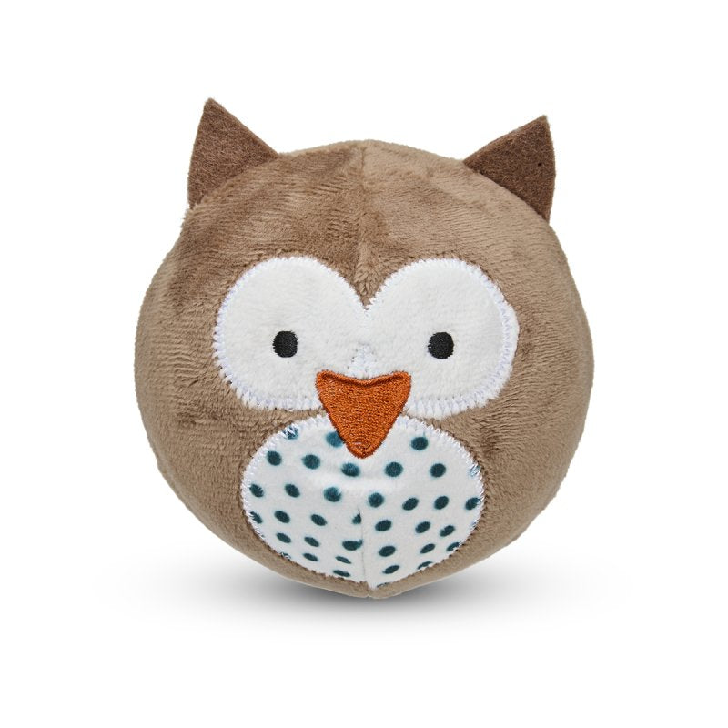 Petface Round Owl Plush Ball Dog Toy