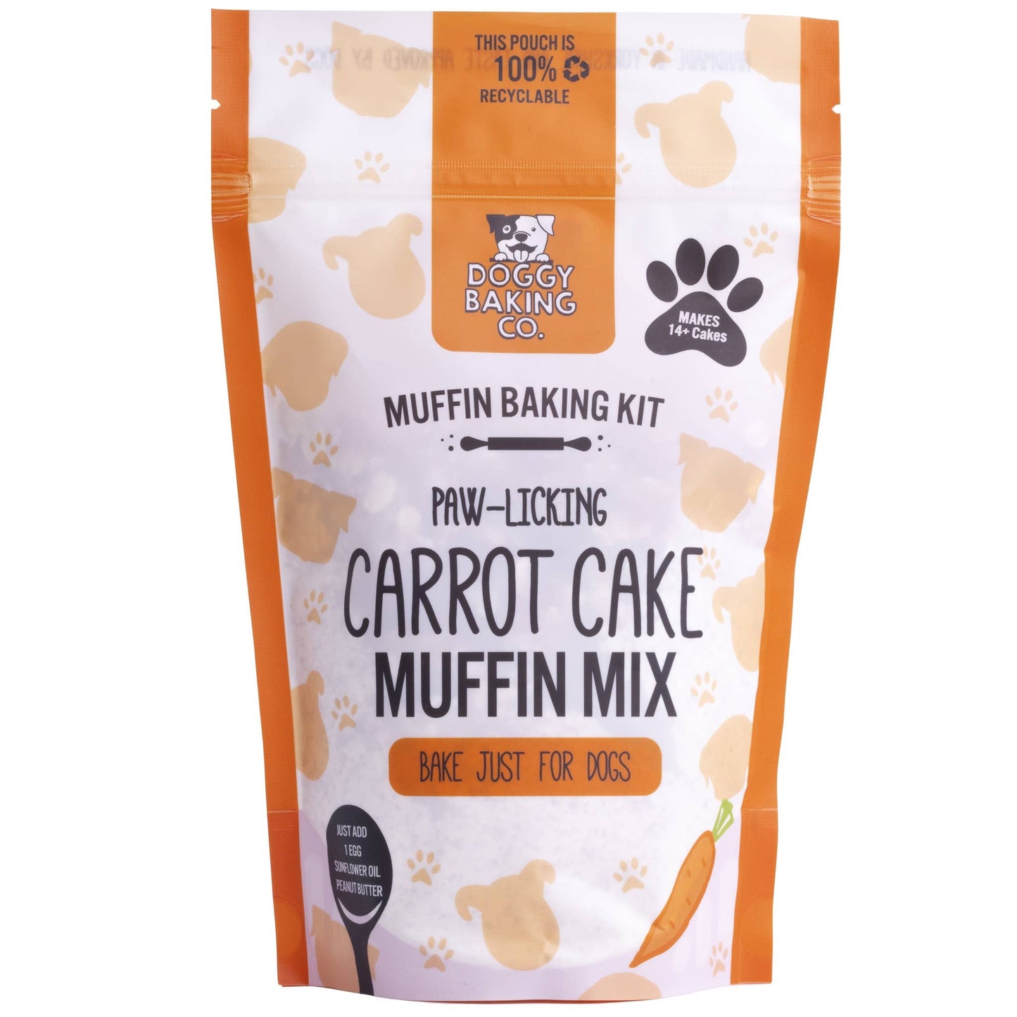 Carrot Cake Dog Treat Baking Pouch | Dog Baking Kit | Dog Birthday Cake Mix | The Doggy Baking Co