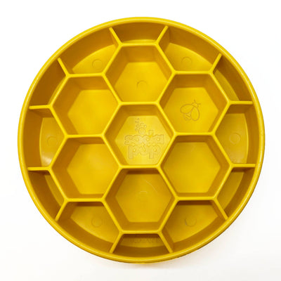 Honeycomb Slow Feeder Bowl for Dogs - Yellow| Dog Enrichment Feeder | Honeycomb Design eBowl Enrichment Slow Feeder Bowl for Dogs | SodaPup