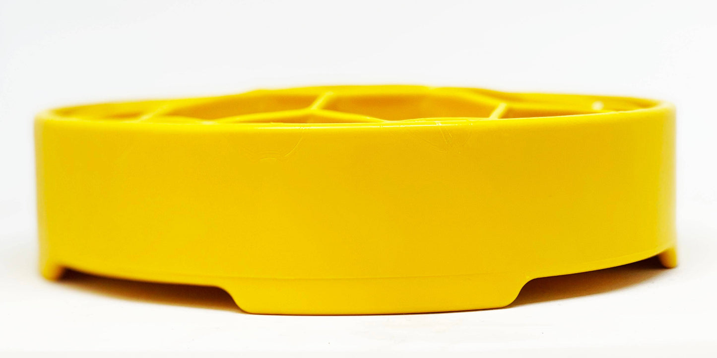Honeycomb Slow Feeder Bowl for Dogs - Yellow| Dog Enrichment Feeder | Honeycomb Design eBowl Enrichment Slow Feeder Bowl for Dogs | SodaPup