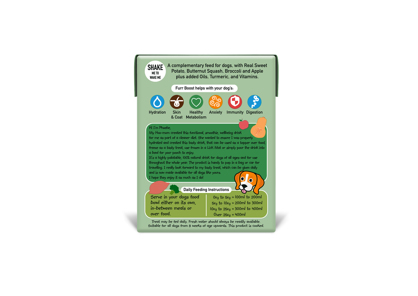 Hydration Drink for Dogs | Plant-Based Vegan Dog Food, Hydrating Smoothie, 400ml